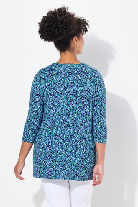 T-Shirt, Classic Fit, Blümchenmuster
