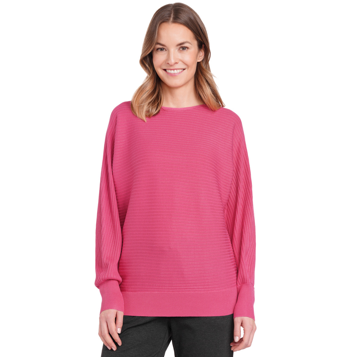 Gina Benotti Damen Strickpullover mit Fledermaus-Ärmeln pink