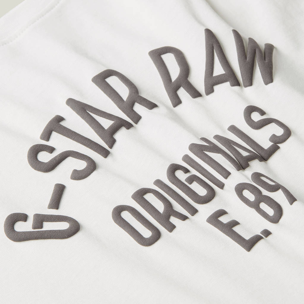 G-STAR T-shirt met logo wit/grijs