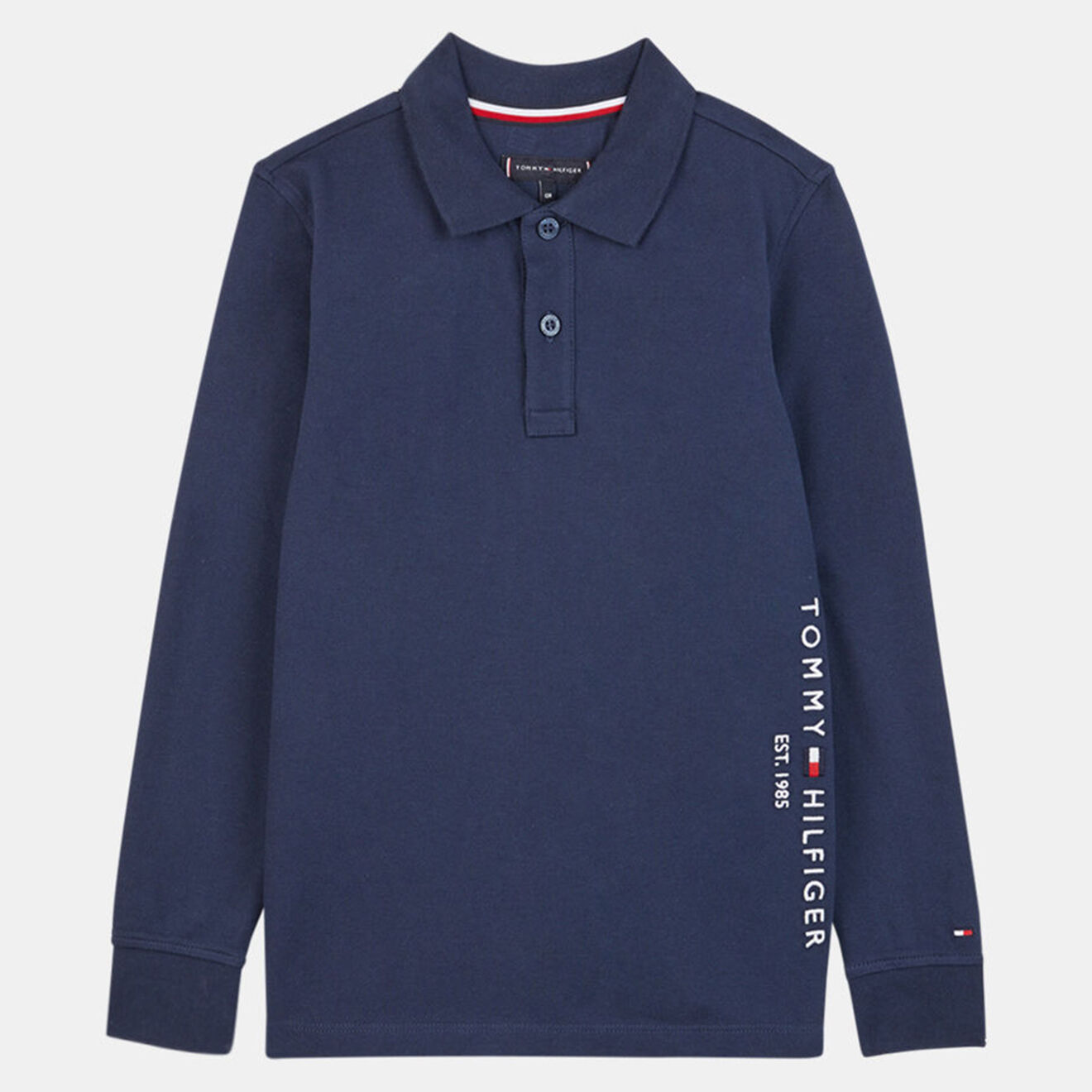 Tommy Hilfiger Polo en Coton bio stretch ML à logo brodé bleu marine