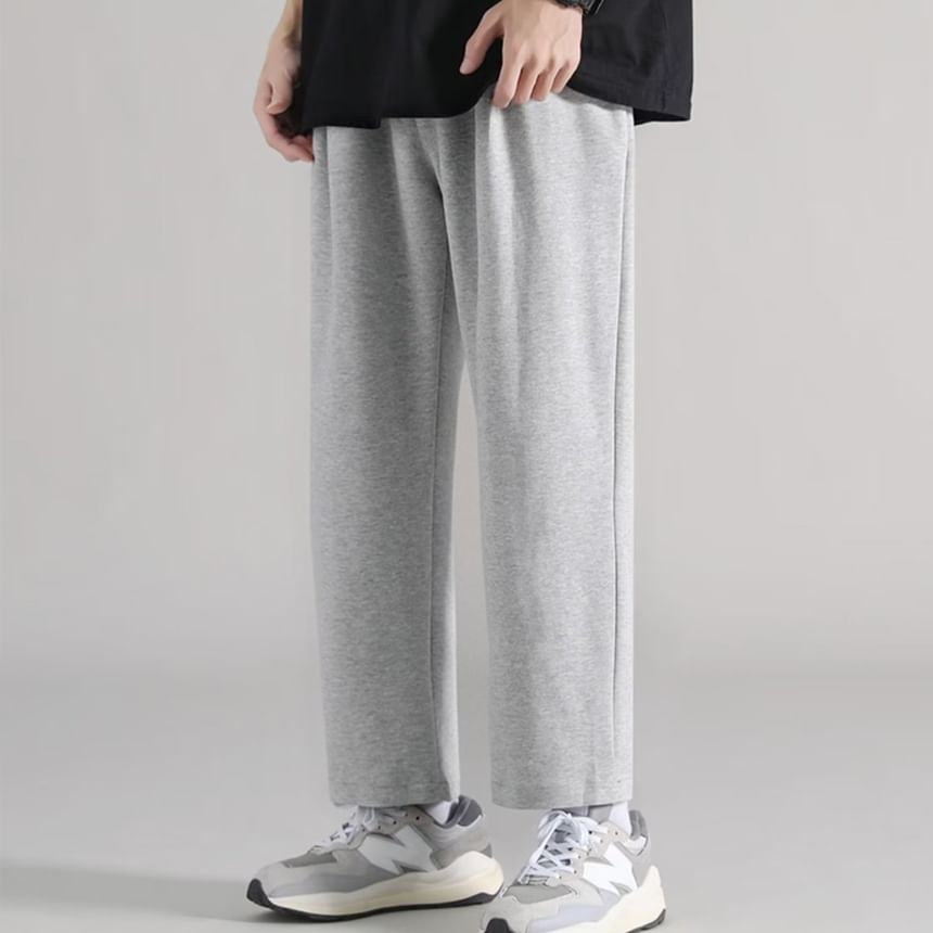 Jozev - Effen cropped rechte joggingbroek met trekkoord in de taille