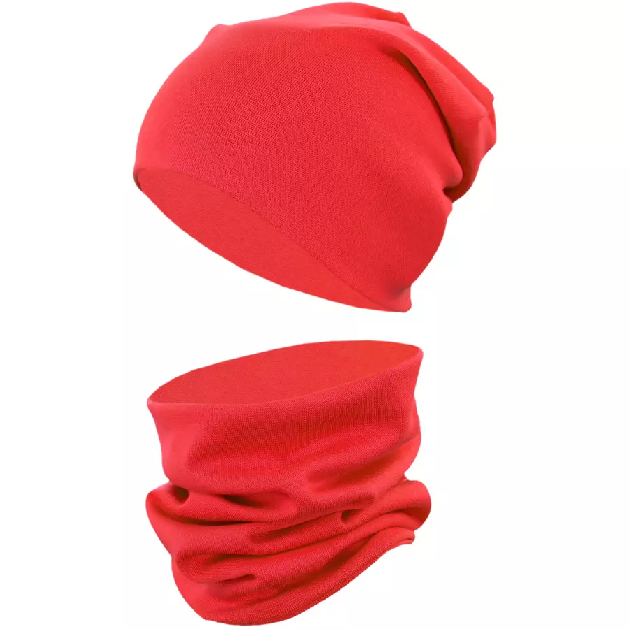 TupTam Unisex Kinder Beanie Mütze Schlauchschal Set dunkelrot