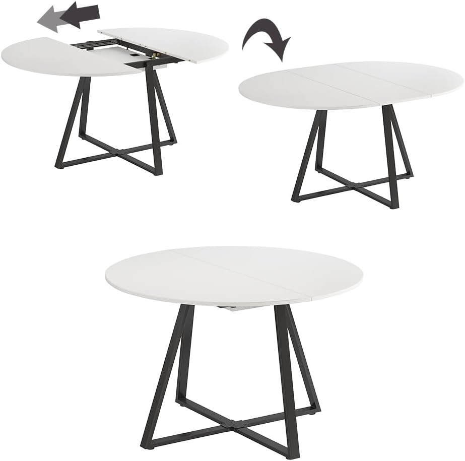 Vicco Esstisch Loyd, Weiß/Schwarz, 120 x 120 cm ausziehbar