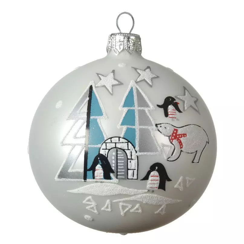 Lot de 6 boules de Noël en verre (D80 mm) Igloo Argent