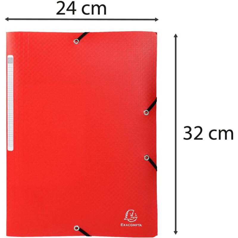 Chemise à élastiques 3 rabats PP OPAK - A4 - Rouge