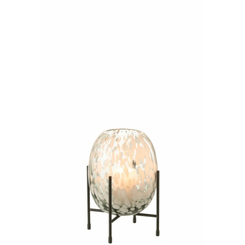 Vase sur pied en verre gris 14x14x22 cm