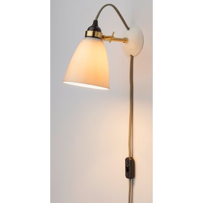 Wandleuchte Bone China Messing, Mit Kabel und Schalter