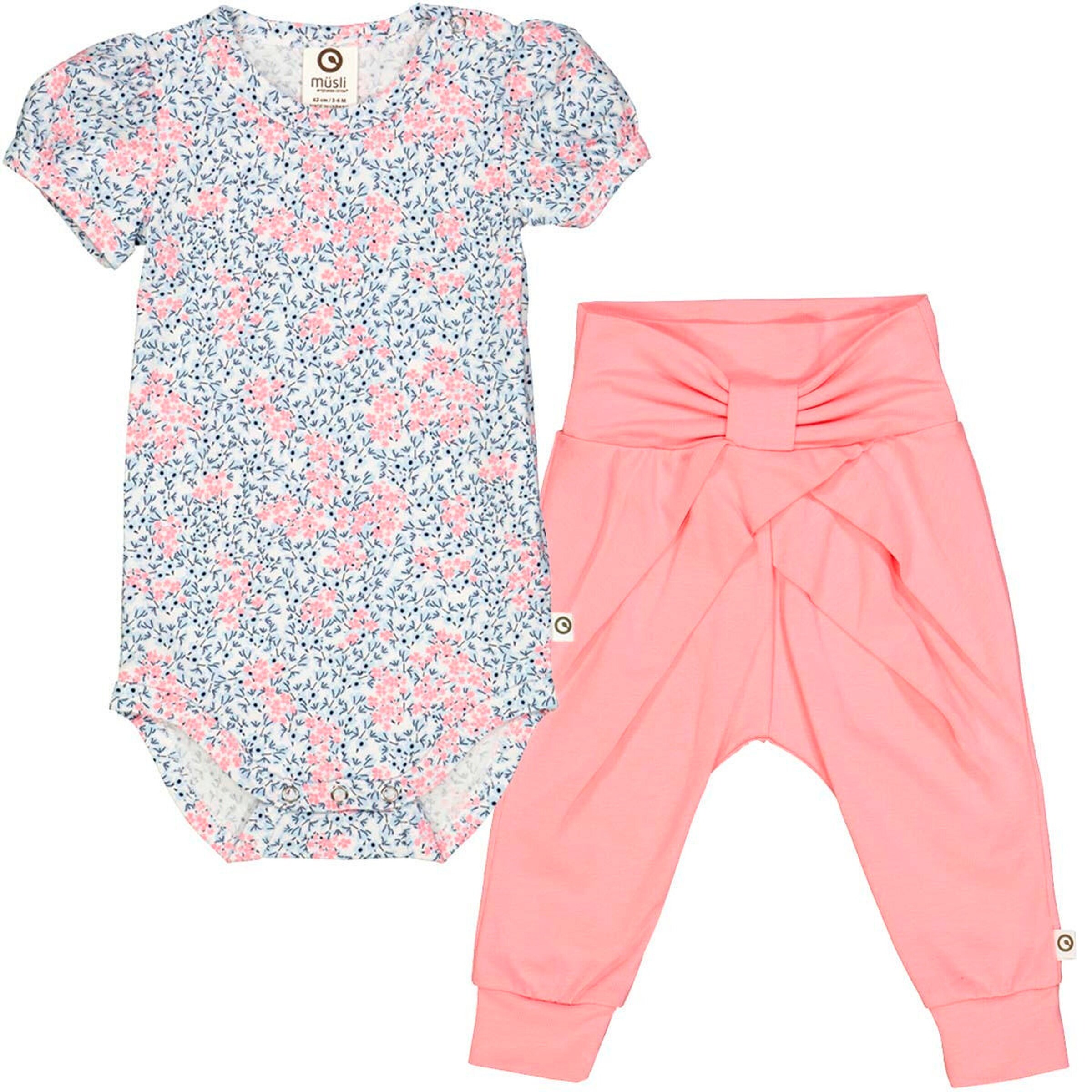 Müsli Set aus Kurzarmbody und Babyhose cream/ Bubblegum/ nblue