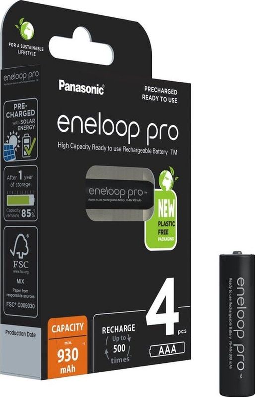 Panasonic eneloop pro AAA/Micro NiMH-batterij (2 stuks), oplaadbare batterij