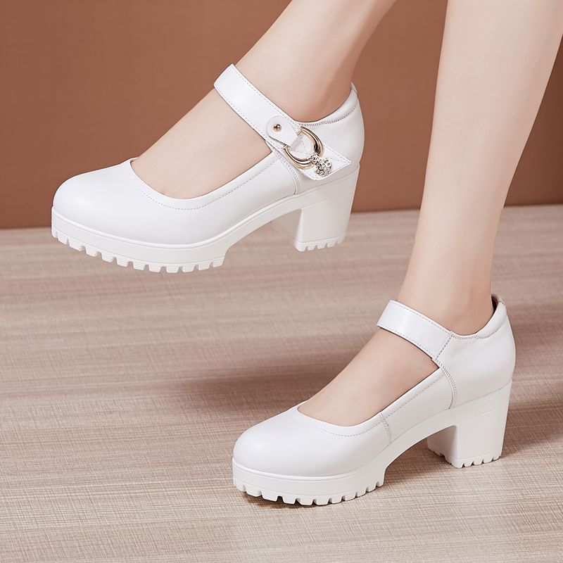 Obelie - Mary Jane pumps met plateauzool en dikke hak