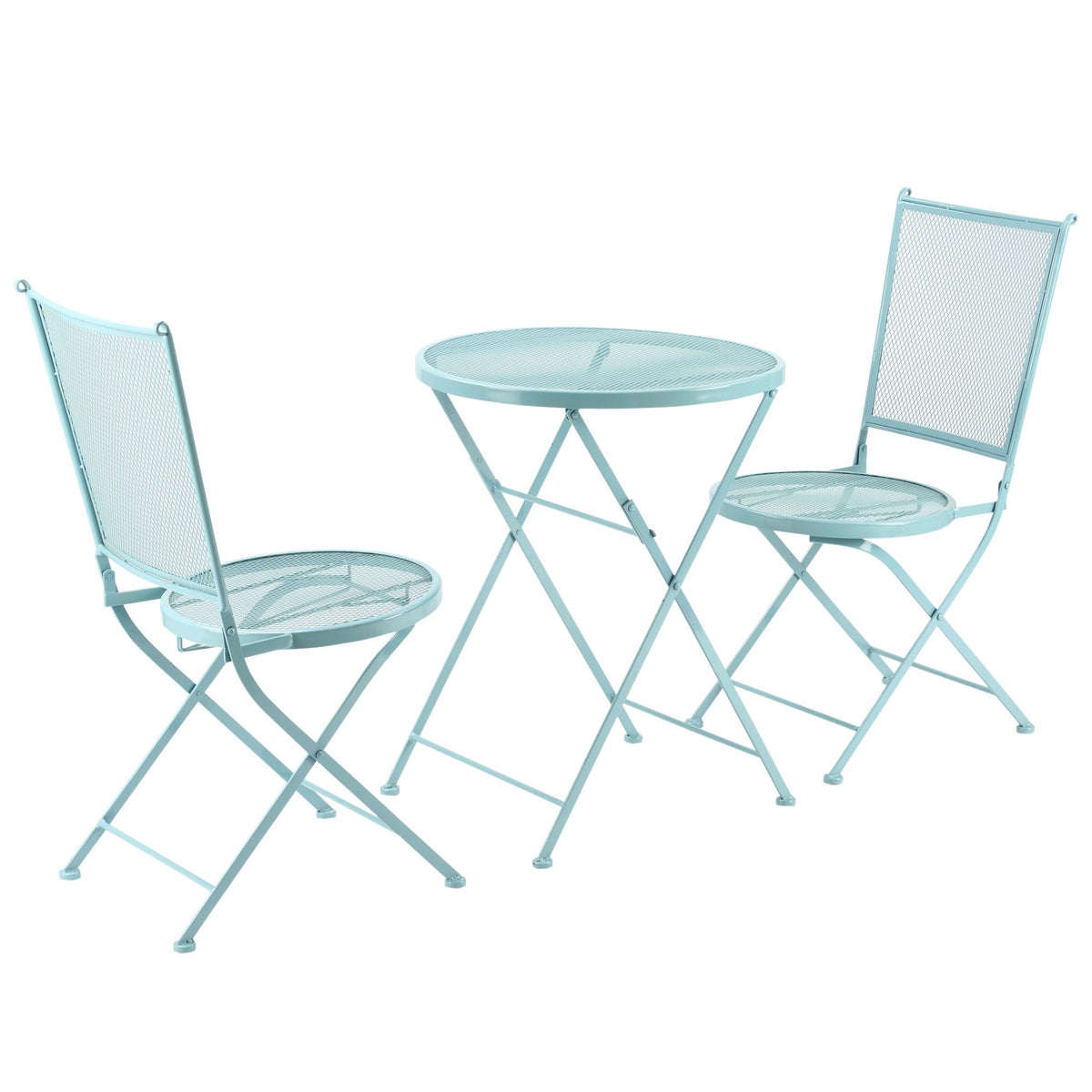 Outsunny 3-delige tuinmeubelset, bistroset, 55,5L x 55,5B x 69,5H cm, metaal, blauw