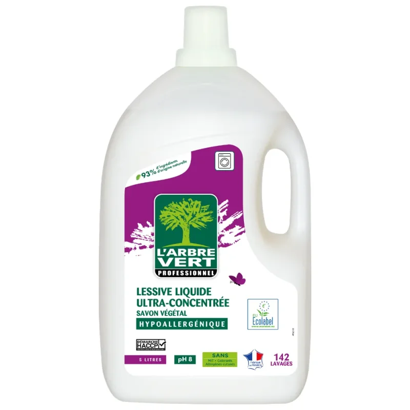 L'ARBRE VERT - Lessive Liquide ultra concentrée 142 lavages - Ecolabel - 5 L