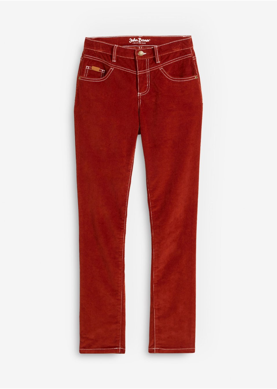 Pantalon en velours côtelé extensible Slim Fit avec coutures contrastantes