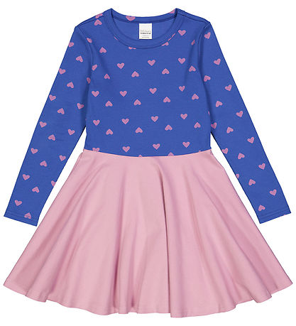 Freds WoRød Kjole - Rib - Heart - Star Blue/Pink Haze