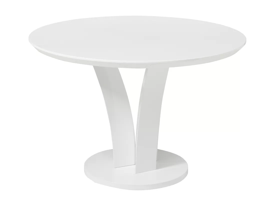 Table à manger ronde 4 personnes en MDF - Blanc laqué - VIALETA