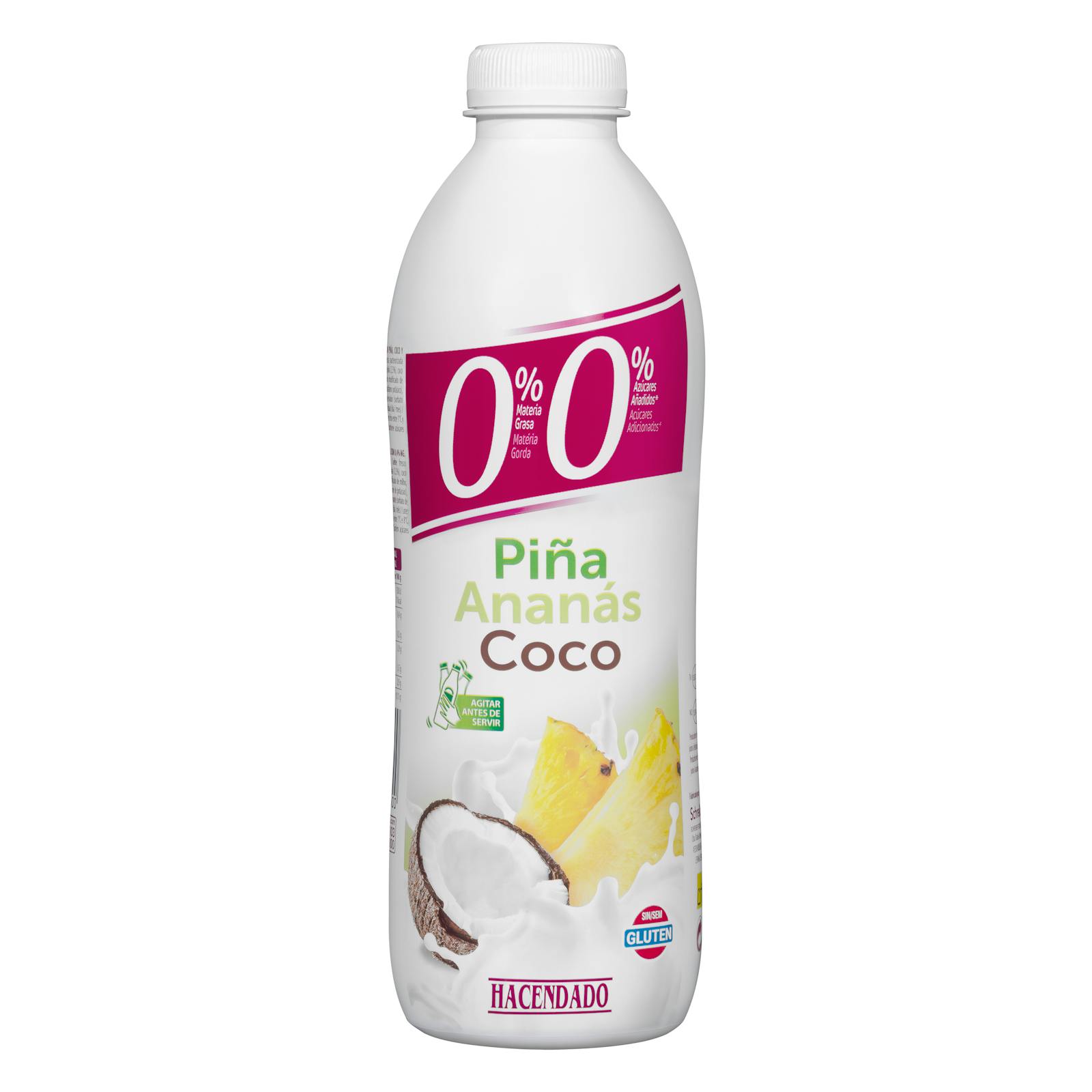 Yaourt liquide écrémé à l'ananas et à la noix de coco Hacendado 0% mg 0% sans sucres ajoutés