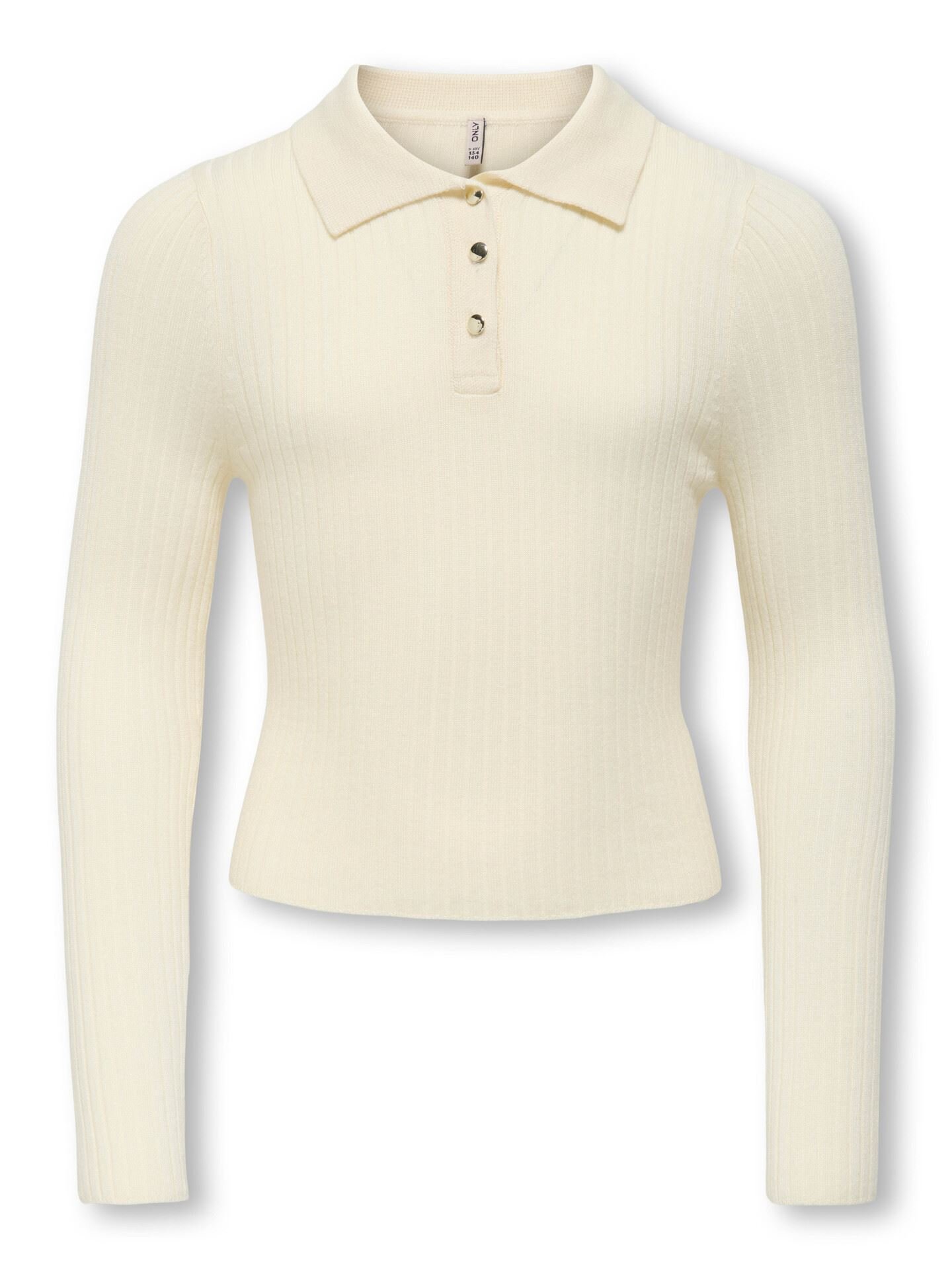 Mila Long Sleeve Rib Button Polo Neck Knit