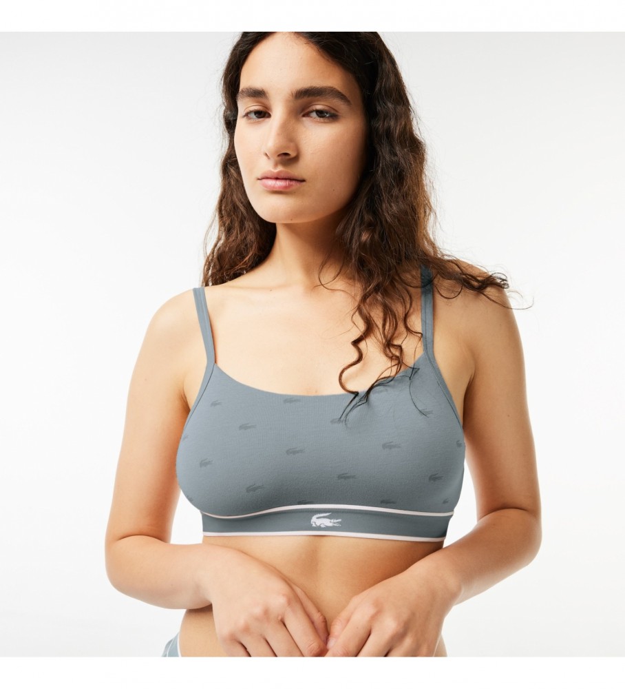 Sutiã esportivo Lacoste cinza estampado
