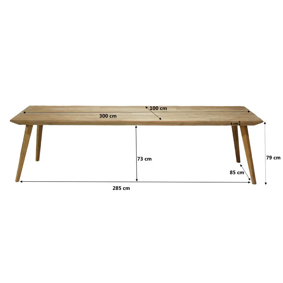 Livingfurn - Eetkamertafel Tomar 300cm - Teakhout