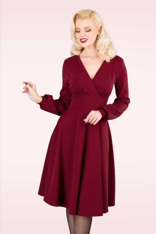 Vintage Chic for Topvintage Helaine swingjurk in wijnrood