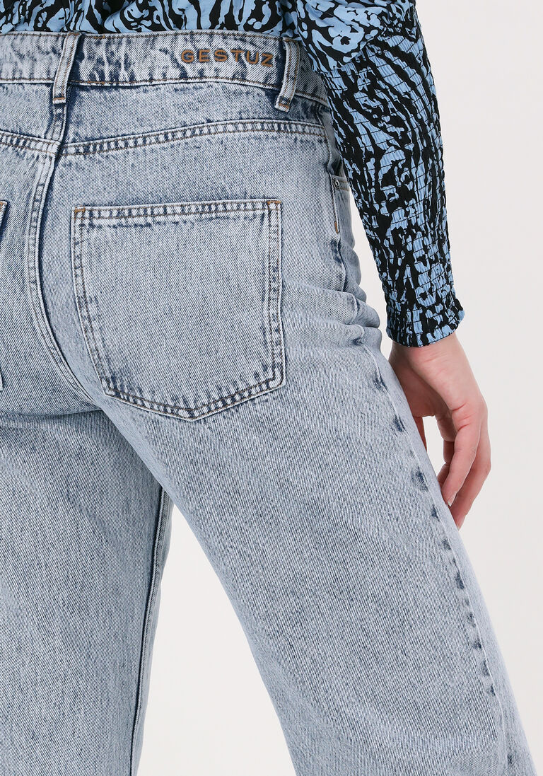 GESTUZ blauwe gestuz straight leg jeans tanergz hw 90's straight slit jeans