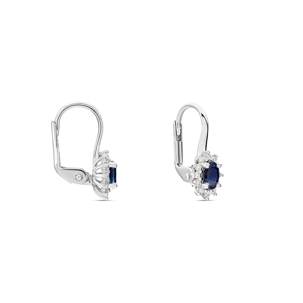 Boucles D'oreilles Pendantes Vladimir Or Blanc Saphir Diamant