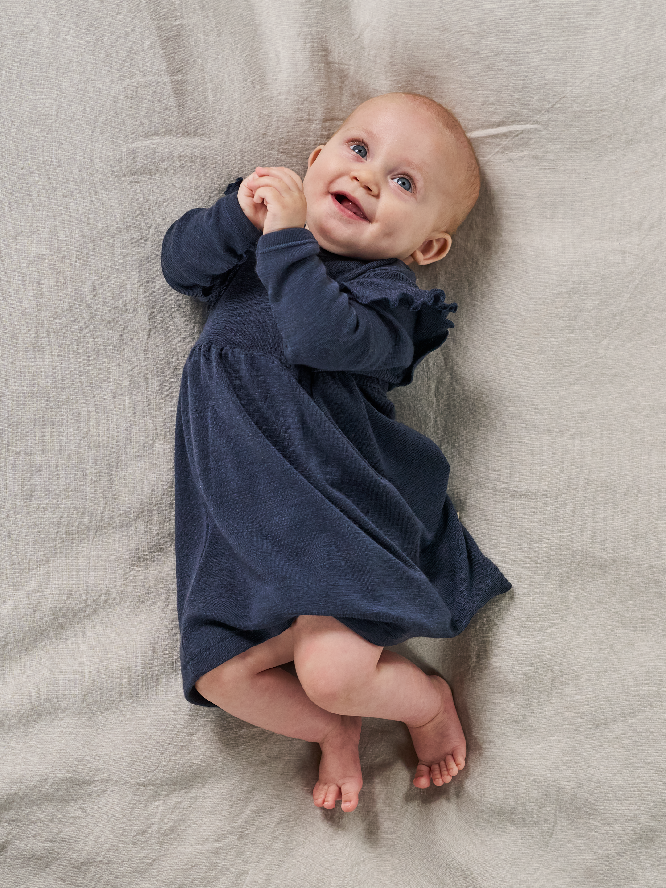 Jurk met ruches van merinowol voor baby's