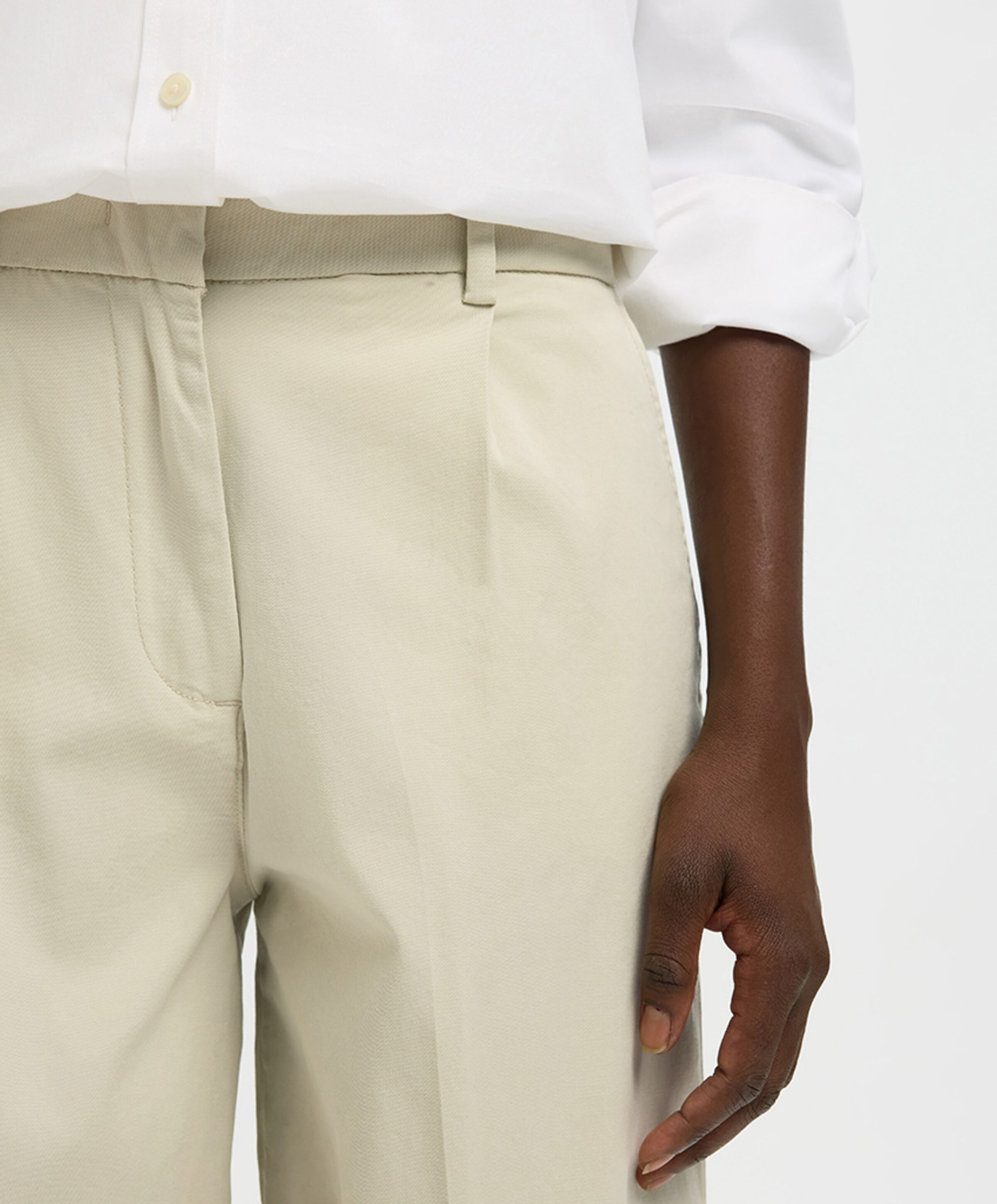 Selected SLFBARREL MILLE HW NOOS dames broek beige