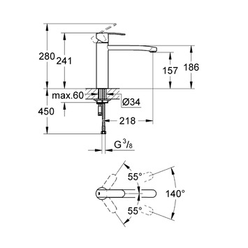 Grohe Keukenkraan Wave Cosmopolitan met Hendel Chroom