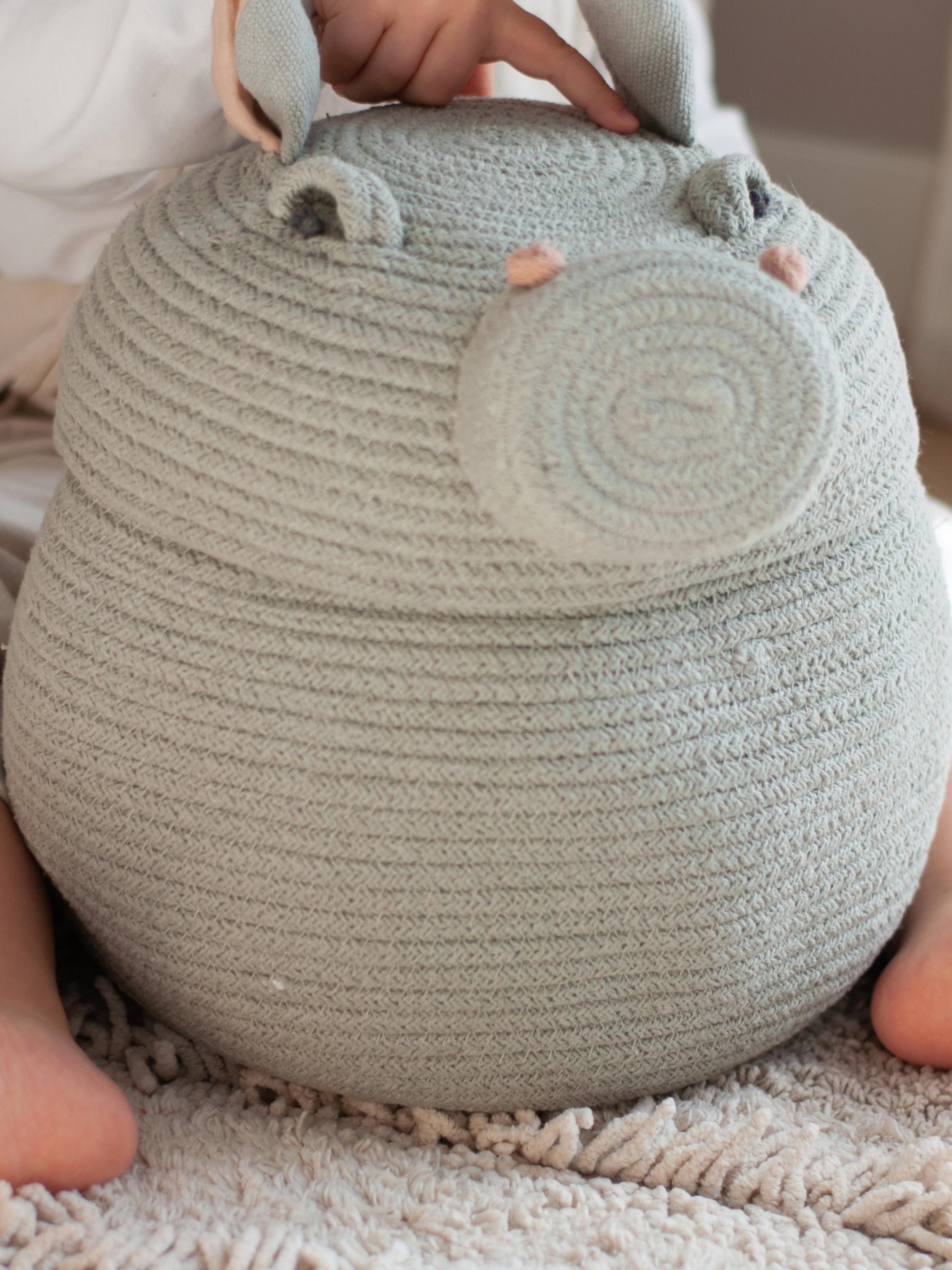 Opbergmand Henry the Hippo met deksel, handgemaakt