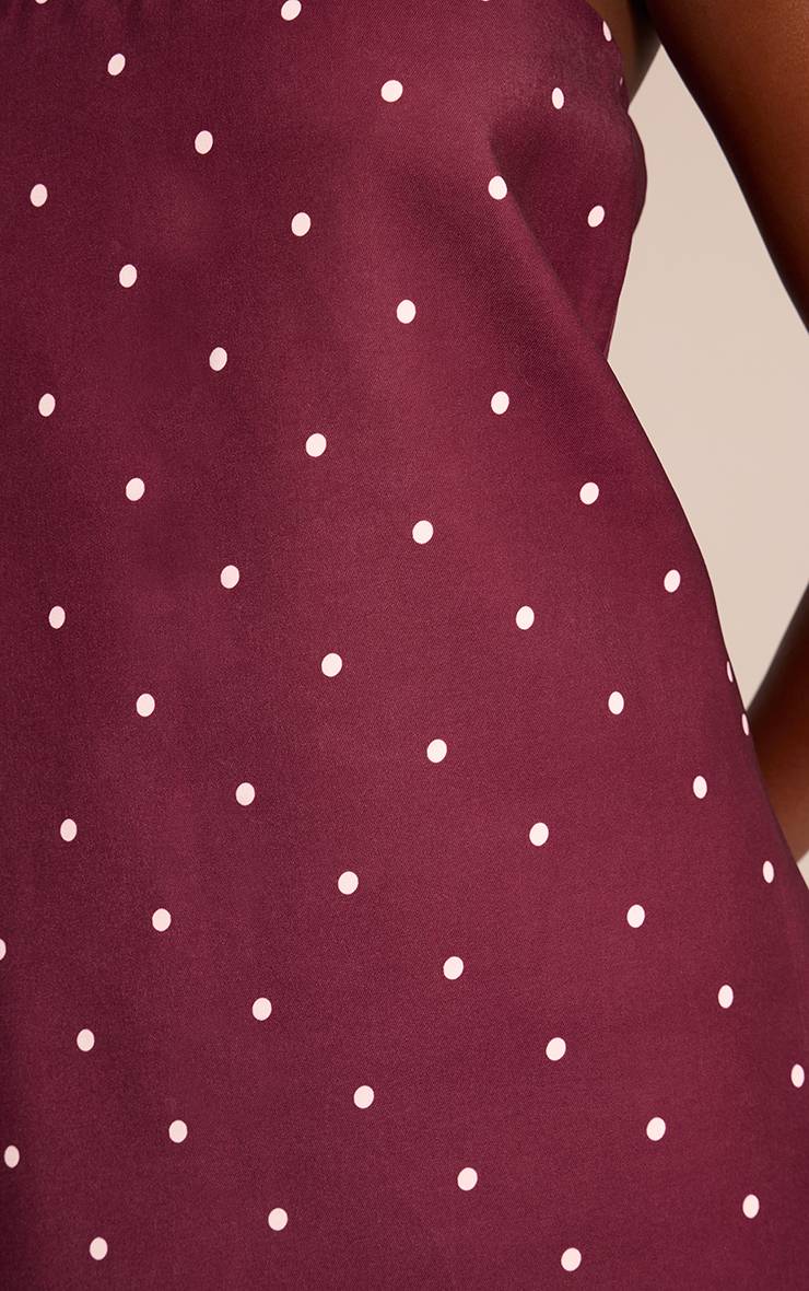 Rouge Bordeaux Robe Droite Imprimée À Pois