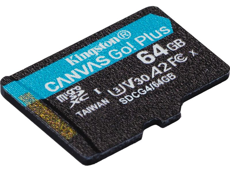 Kingston microSDXC-Karte Canvas Go! Plus 64 GB, ohne Adapte SD-Karte UHS-I U3, 200 MB/s / 70 MB/s, ‎Klasse 10