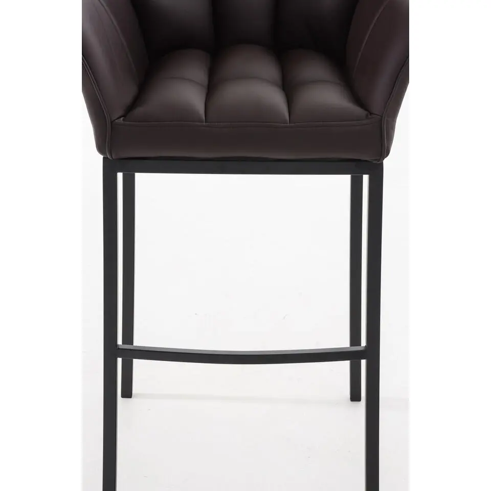 CLP Barkruk Damaso zwart Frame - Kunstleer - bruin