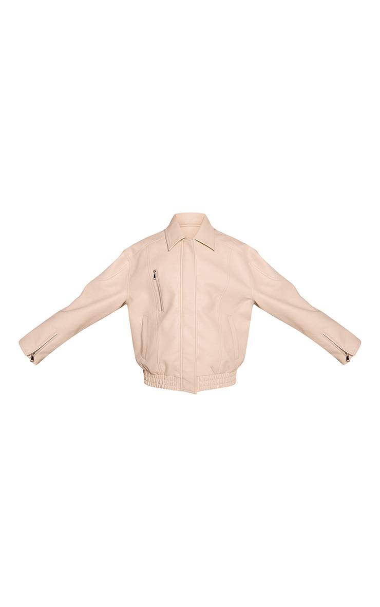 Ecru Veste Oversize En Synthétiquecuir Avec Patte De Boutonnage Dissimulée
