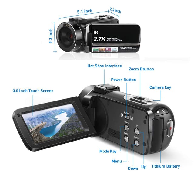 Videokamera 2,7K/36MP/16x zoom/IR nattesyn