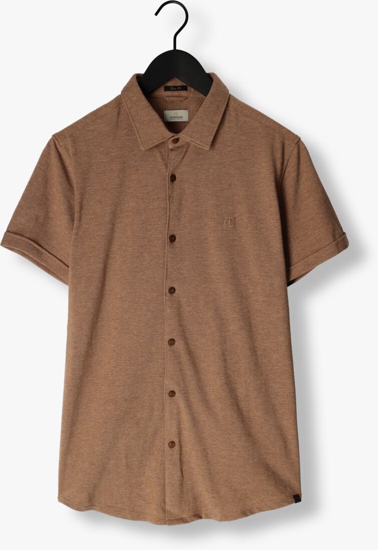 DSTREZZED bruine dstrezzed casual overhemd shirt melange pique