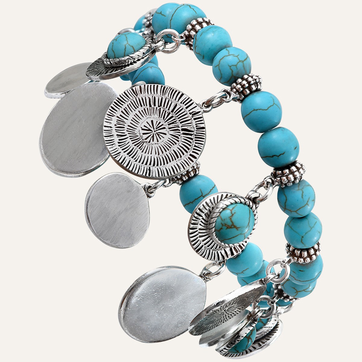 Bracelet Arizona - Alliage & howlite turquoise