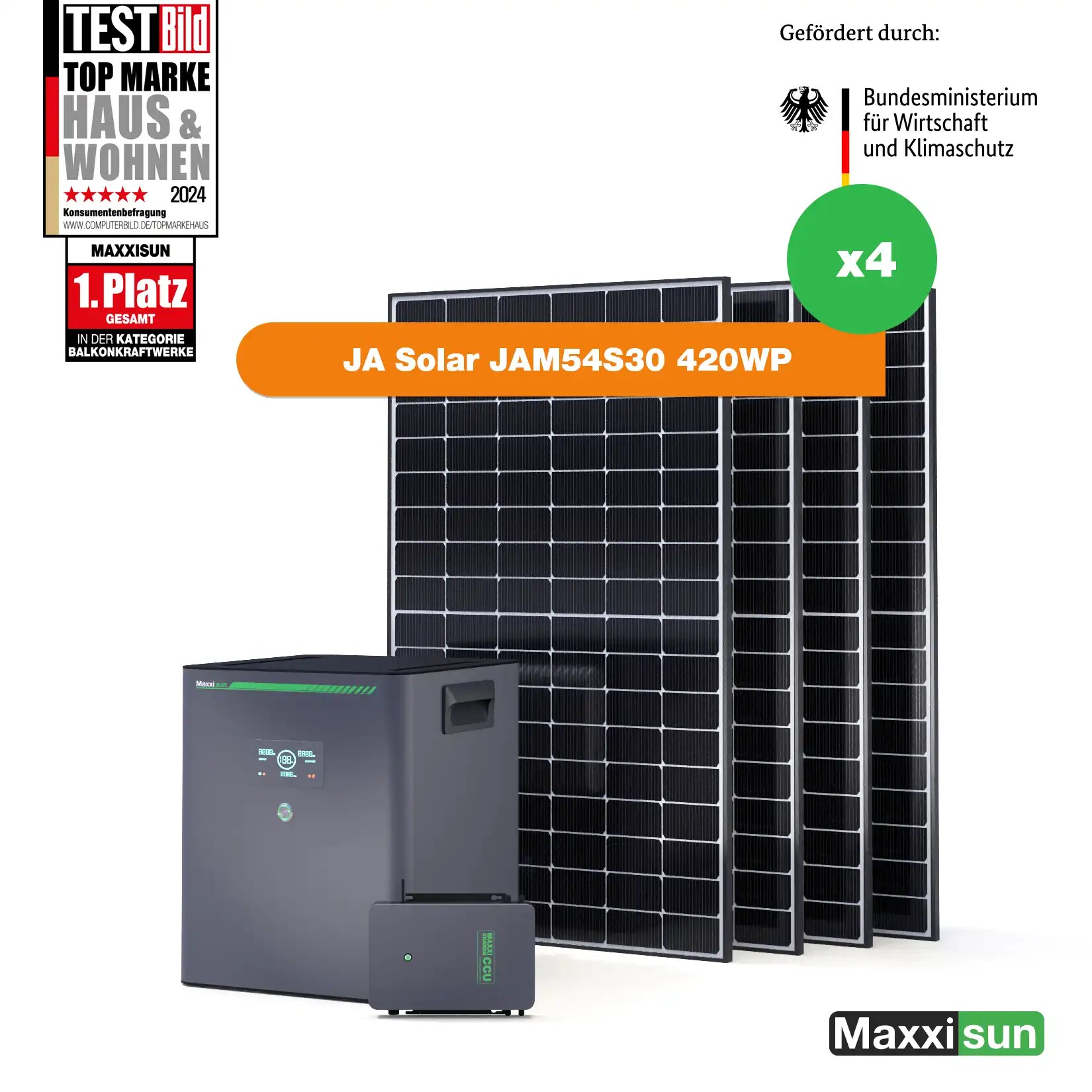 Maxxicharge Komplettset 1680Wp | Maxxicharge 5.0 | Ohne Montagesystem | Steckersolarkonform
