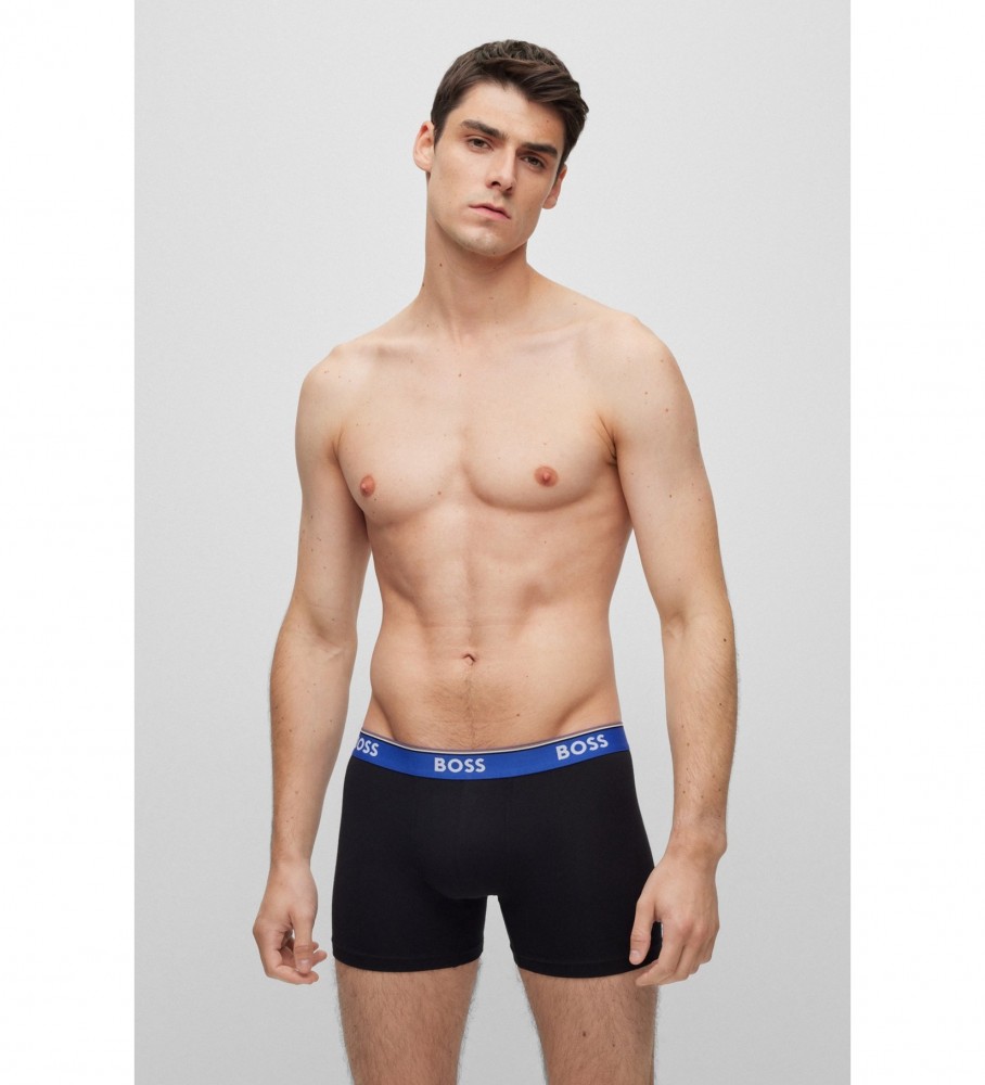 Pacote com 3 cuecas boxer pretas da BOSS