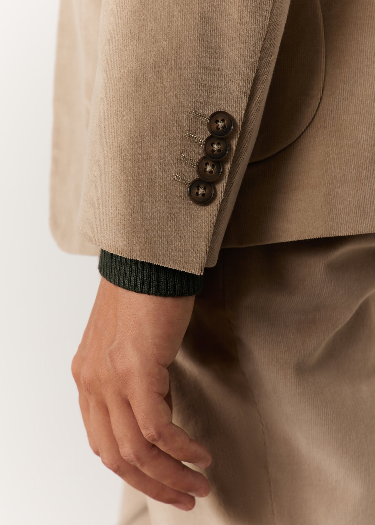 Veste coordonnable Regular en velours côtelé uni sable