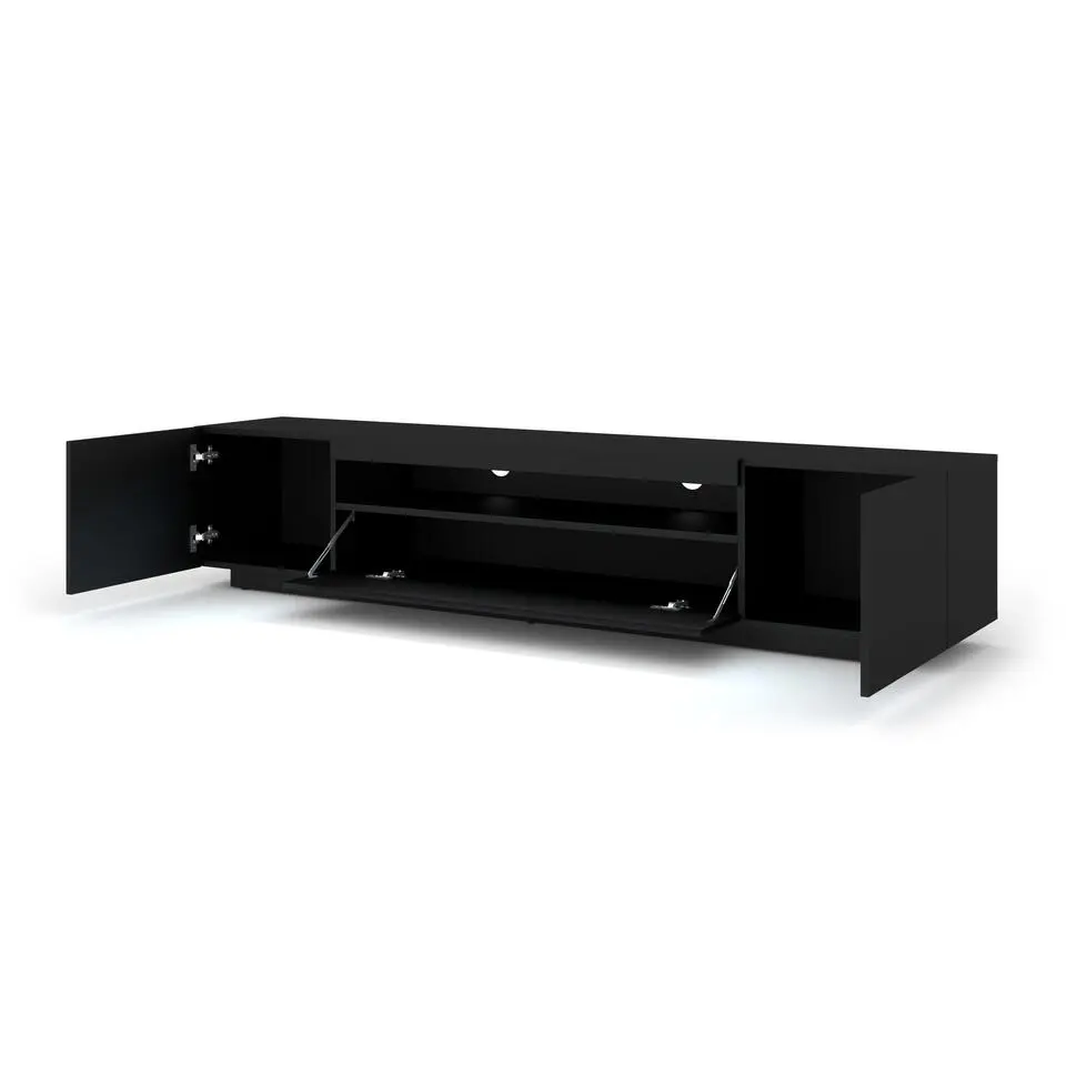 AURA TV-meubel 200 cm universeel mat zwart