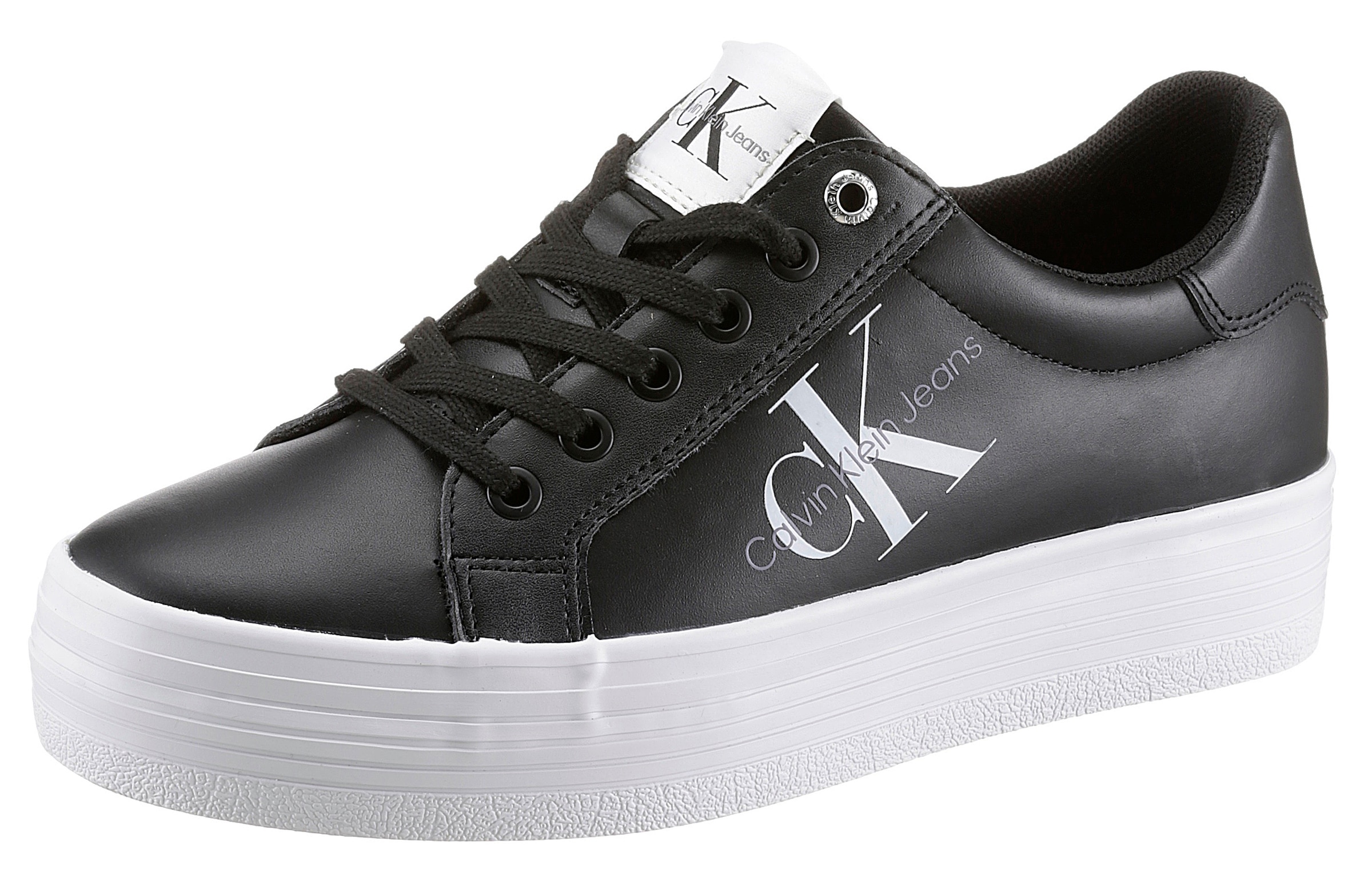 Calvin Klein Jeans Plateausneaker »VULC FLATFORM LACEUP LOW LTH«  weicher Schaftrandpolsterung, Freizeitschuh, Halbschuh, Schnürschuh