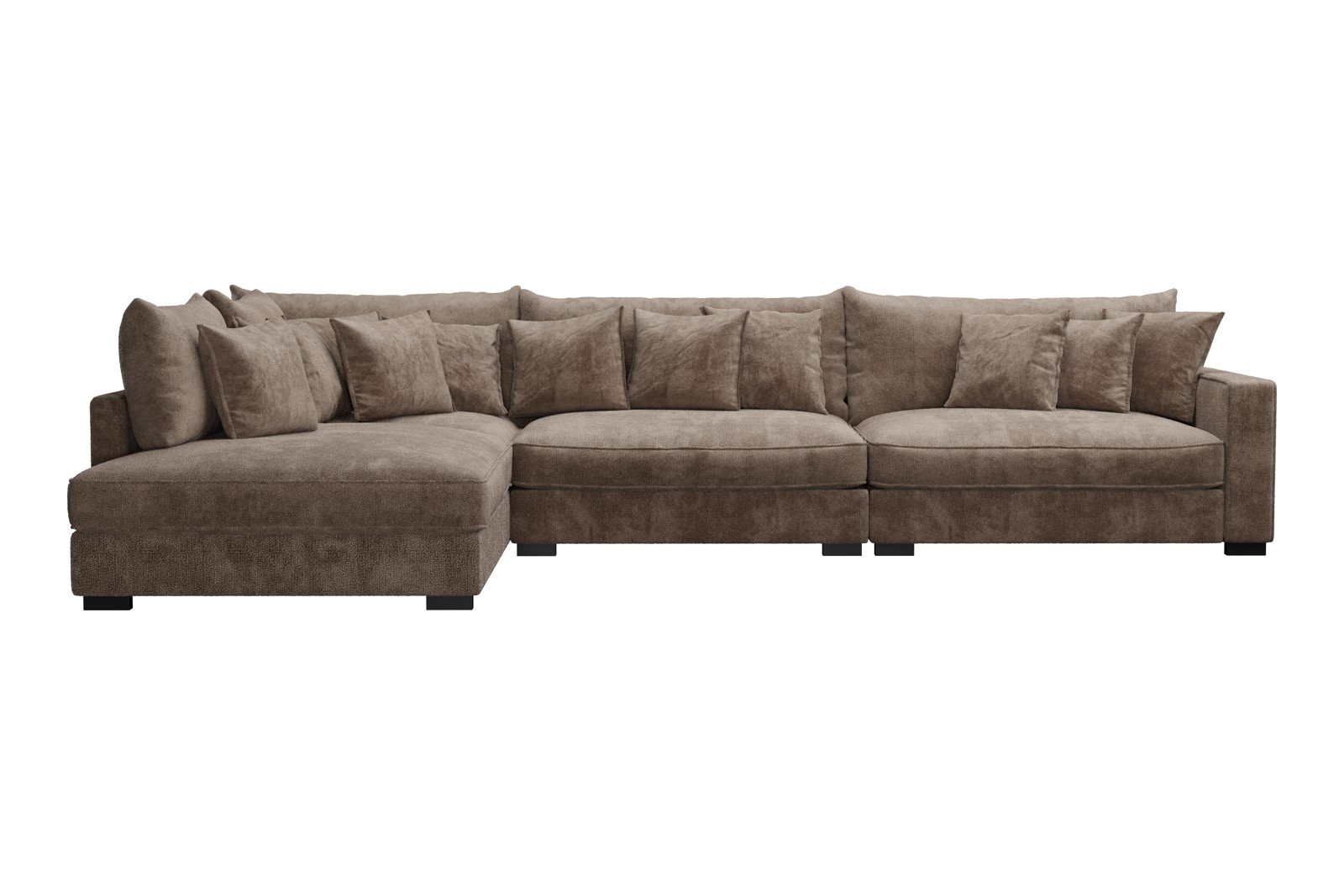 Rossi Lux 4-seter med åpen ende venstre Tekstil Genesis 6 Mink, arm B med sorte ben. Lux Komfort.