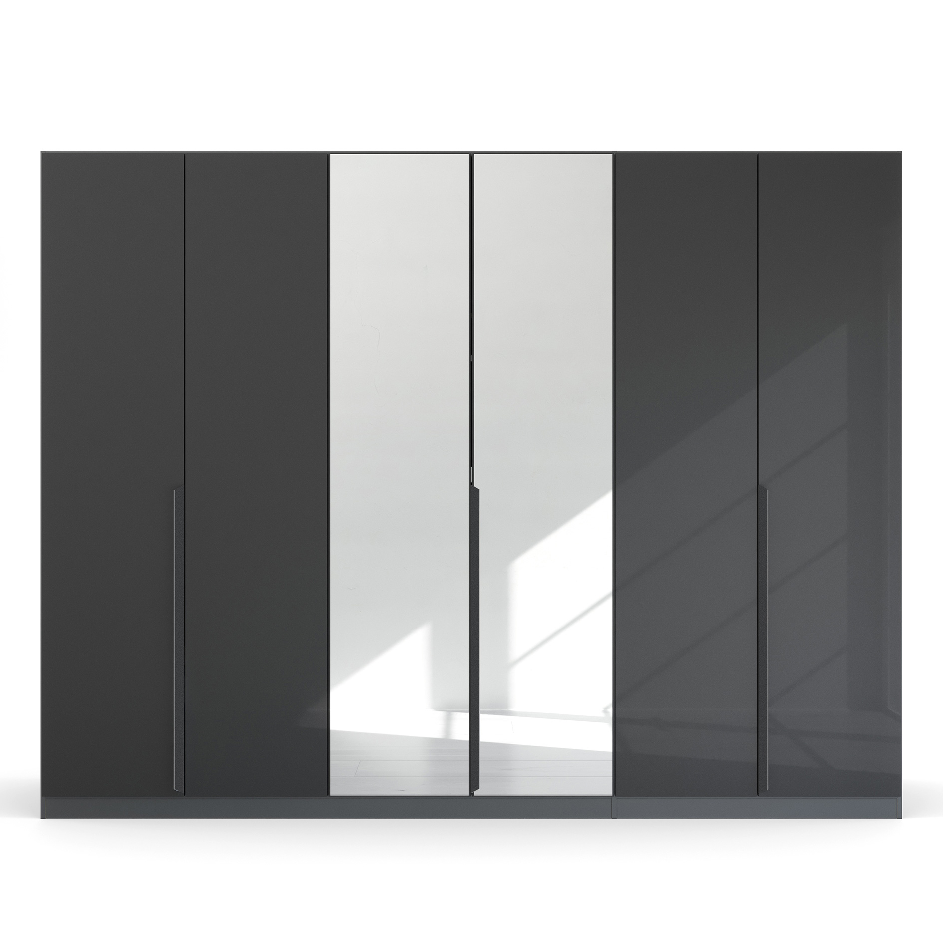 Drehtürenschrank - grau metallic Hochglanz - 271 cm