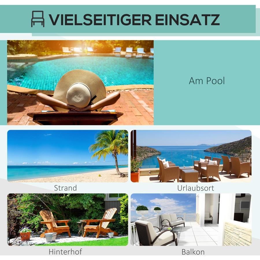 Outsunny Doppelliege mit verstellbarer Rückenlehne schwarzcremeweiß