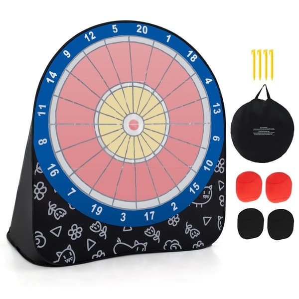 Stor dartskive for barn dartkastespillsett med 4 sparkeballer fotballdart for hage svart