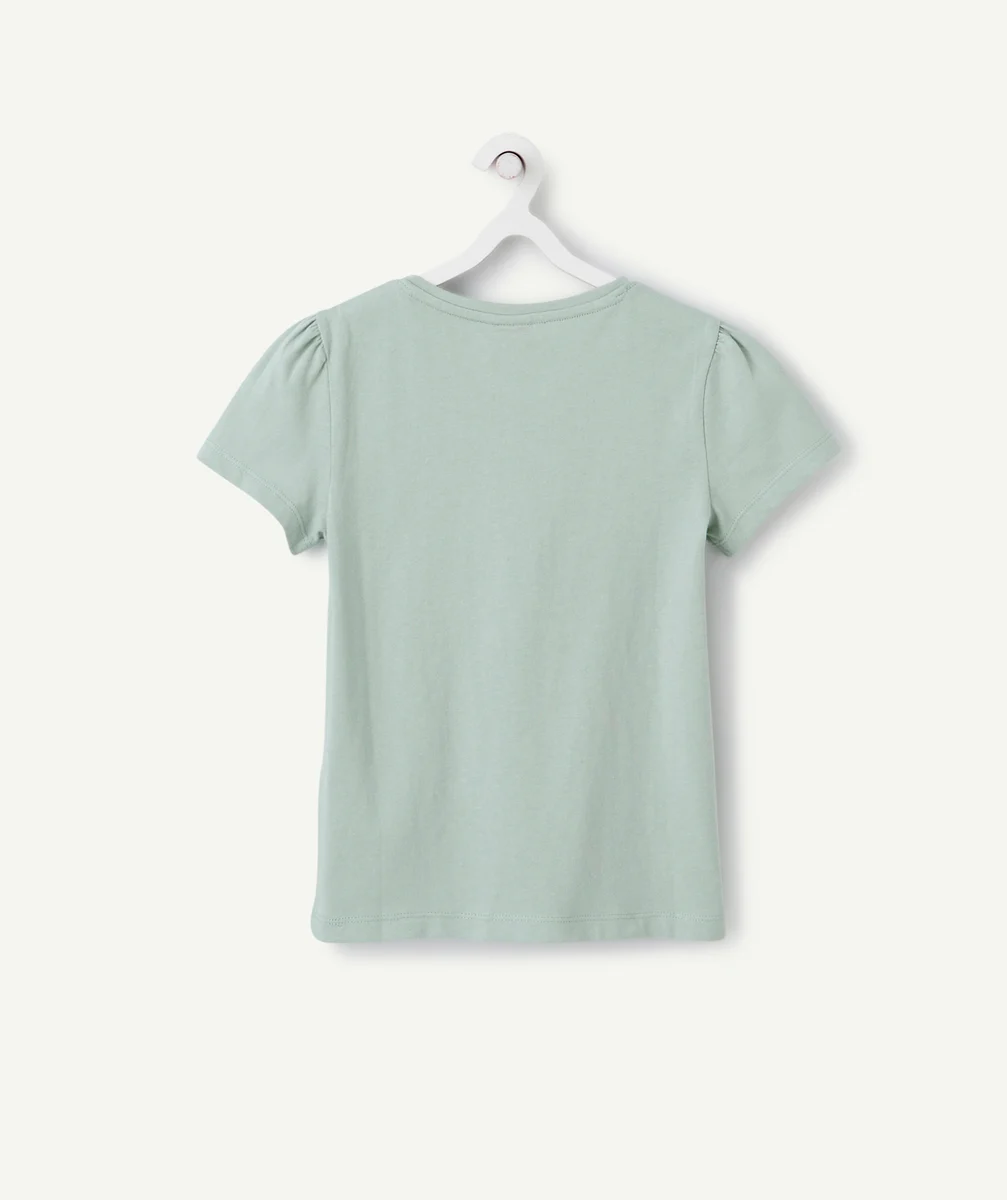 T-SHIRT FILLE EN COTON BIOLOGIQUE AVEC OISEAU À SEQUINS