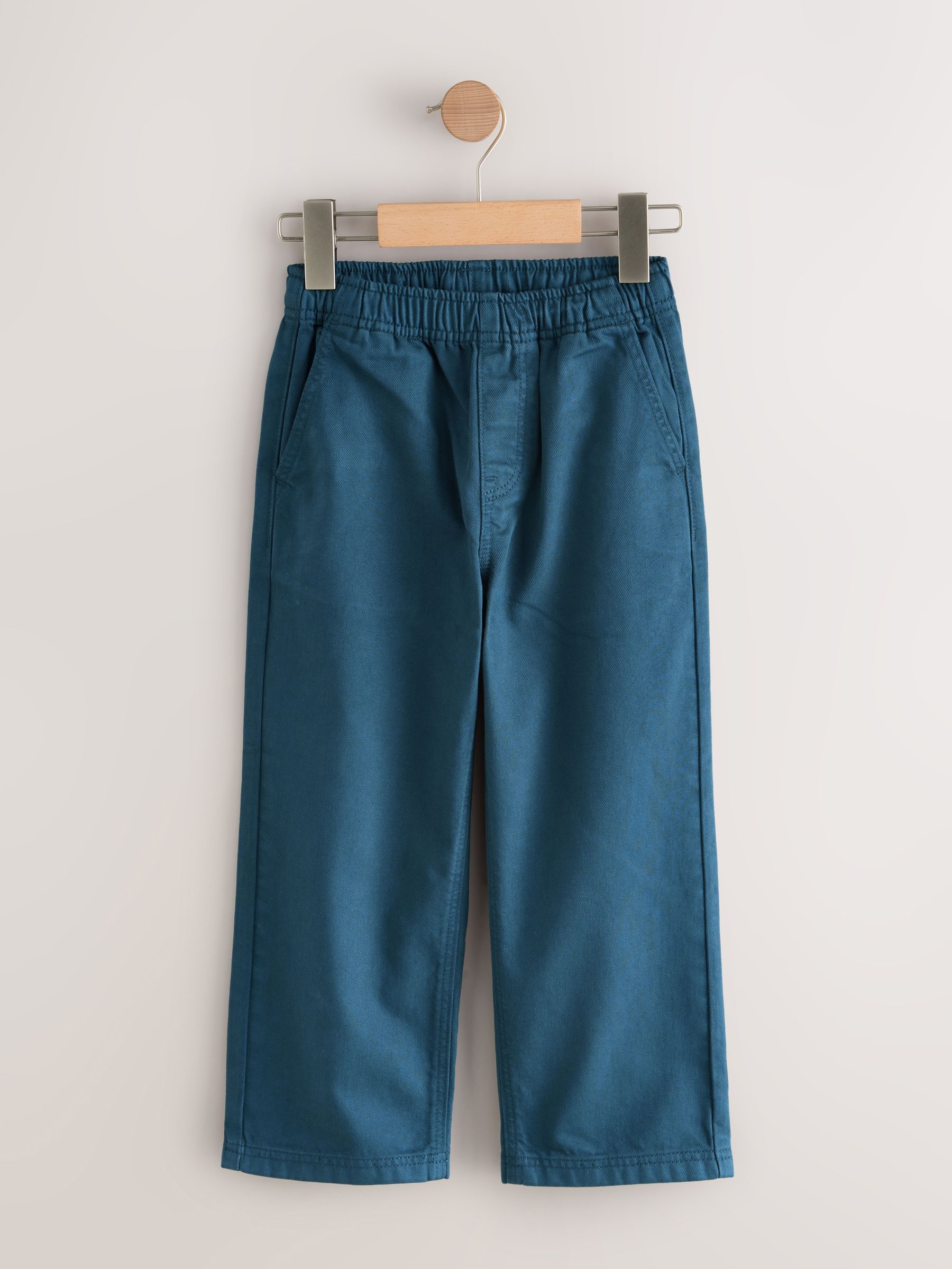 Marineblauw - Twill jeans met aantrekkoord (3-16jr)