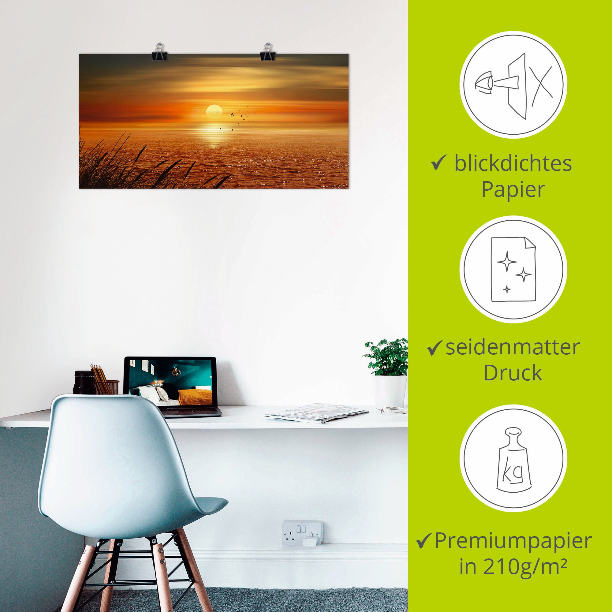Artland Wandbild »Sonnenuntergang über dem Meer« Sonnenaufgang & -untergang 1 Stk. tlg. als Leinwandbild, Poster, Wandaufkleber in verschied. Grössen