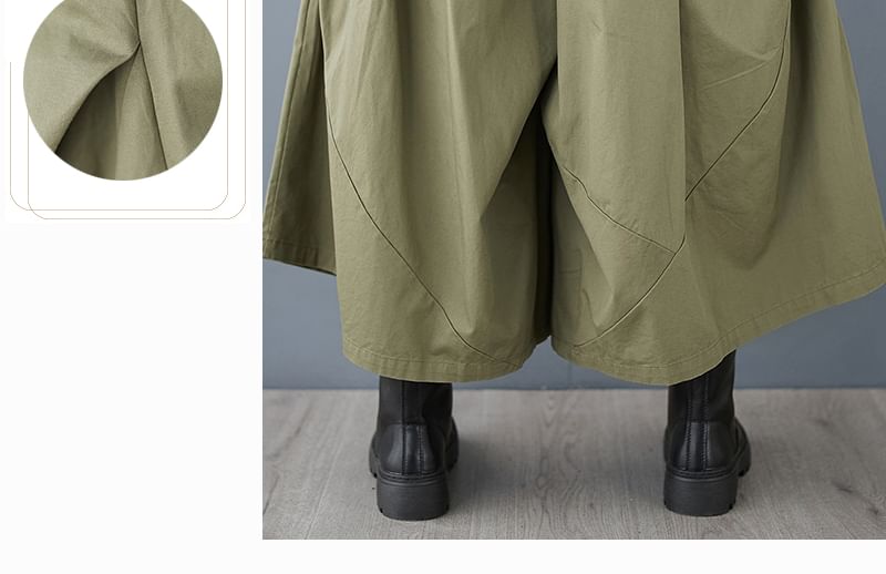 ZIMO - Effen cropped culottes met elastische taille